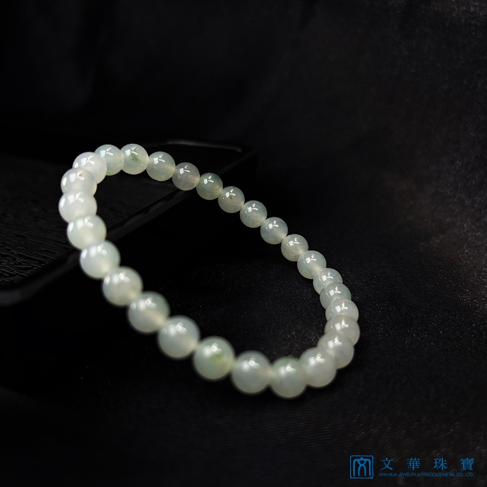翡翠冰種芙蓉玉珠手鍊 約7mm