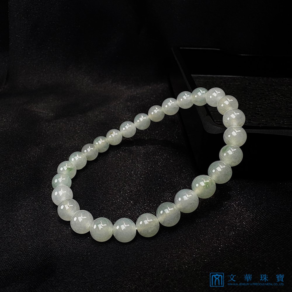 翡翠冰種芙蓉玉珠手鍊 約7mm