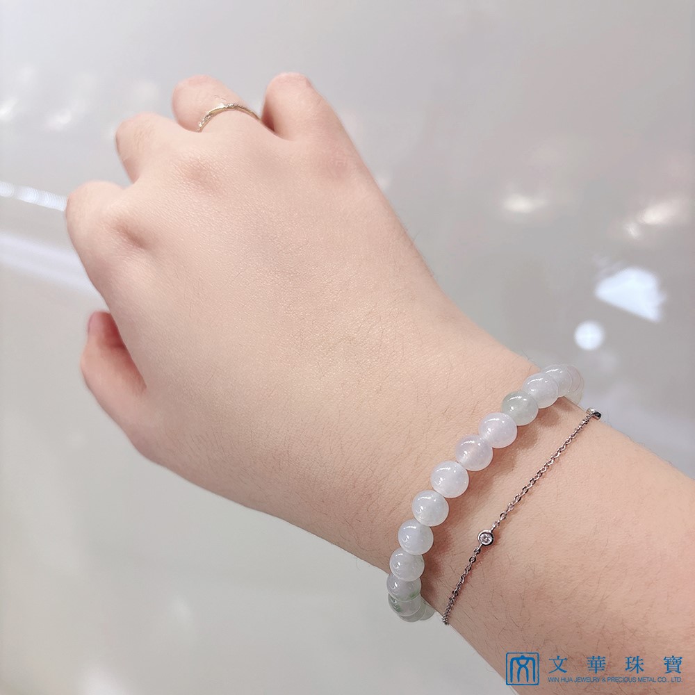 翡翠冰種芙蓉玉珠手鍊 約7mm