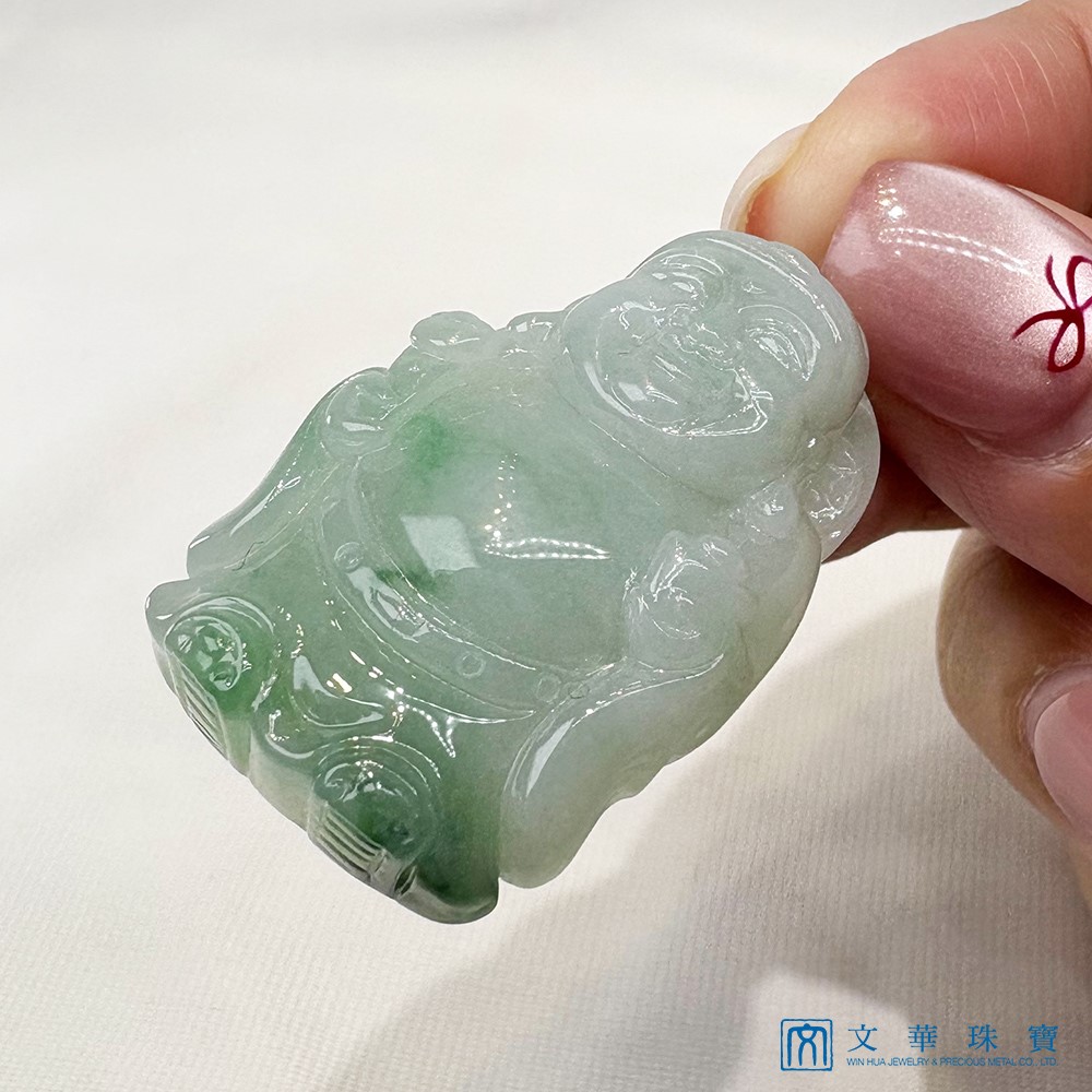 翡翠芙蓉飄綠財神爺玉墜