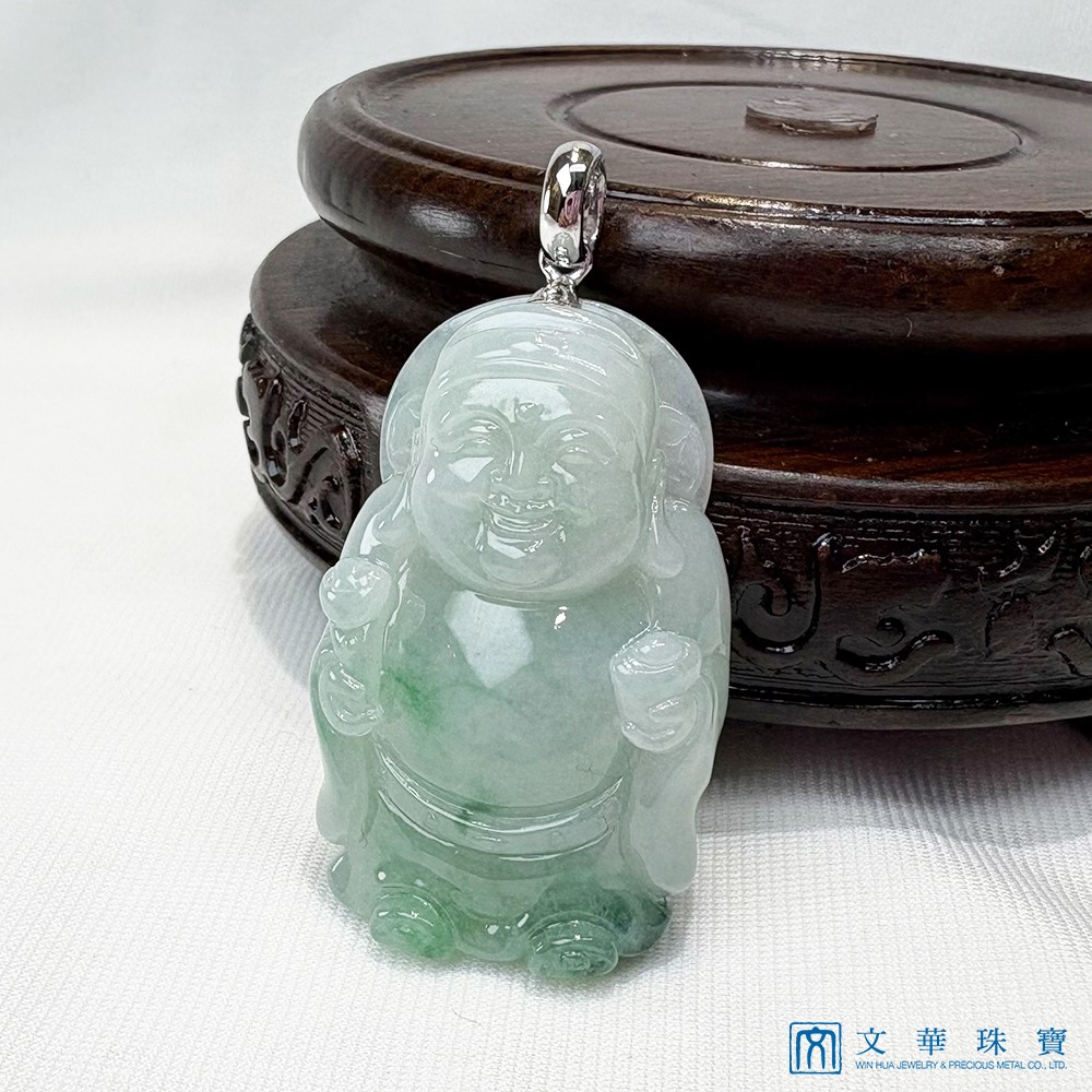 翡翠芙蓉飄綠財神爺玉墜