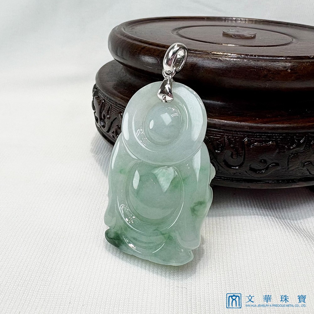 翡翠芙蓉飄綠財神爺玉墜