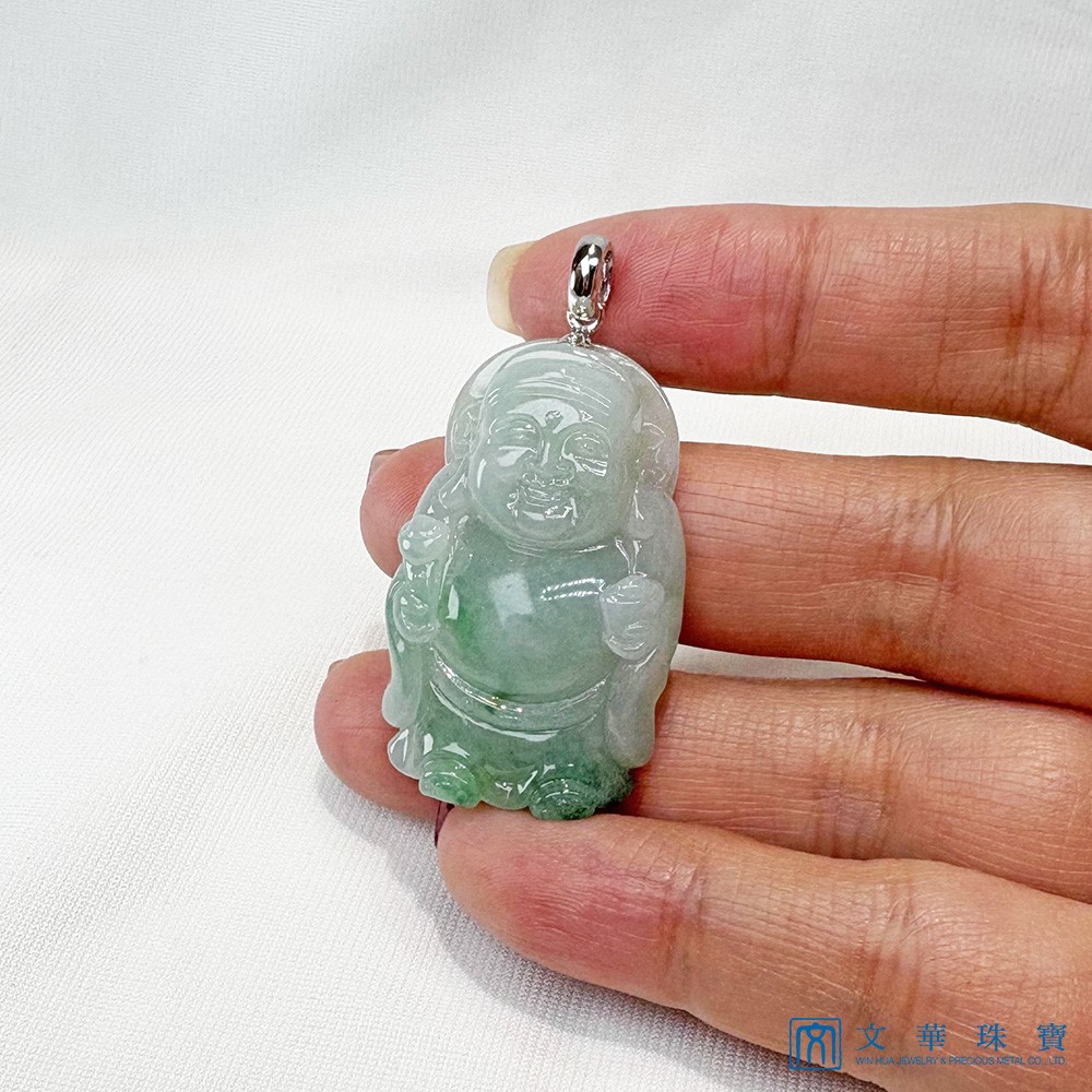 翡翠芙蓉飄綠財神爺玉墜