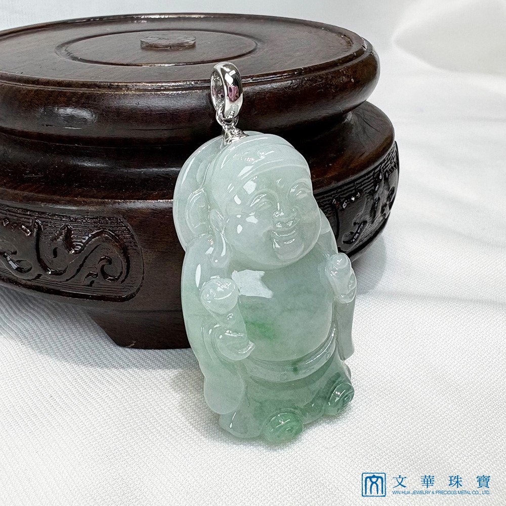 翡翠芙蓉飄綠財神爺玉墜