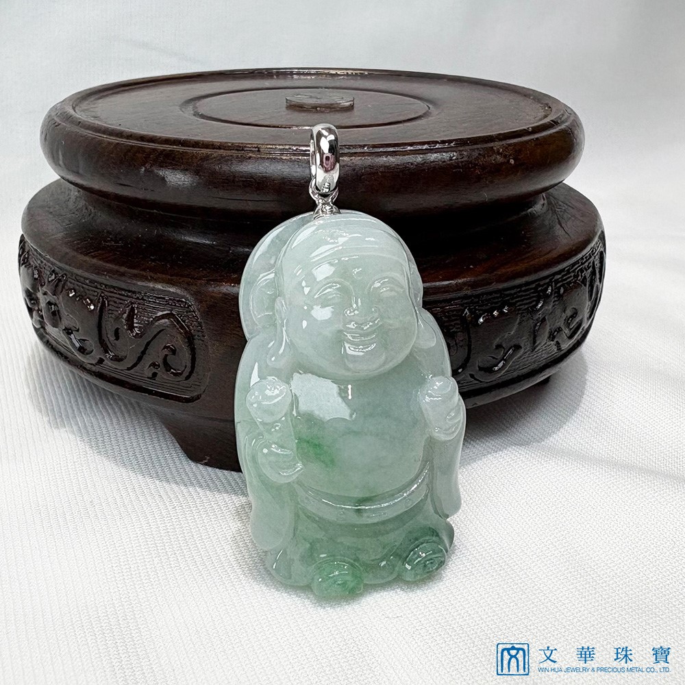 翡翠芙蓉飄綠財神爺玉墜