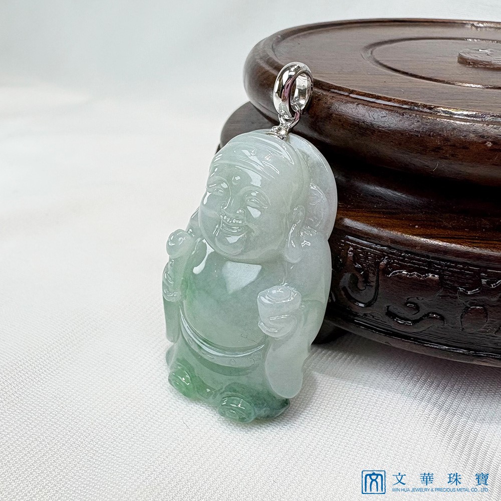 翡翠芙蓉飄綠財神爺玉墜