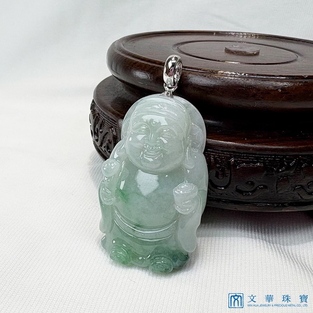 翡翠芙蓉飄綠財神爺玉墜