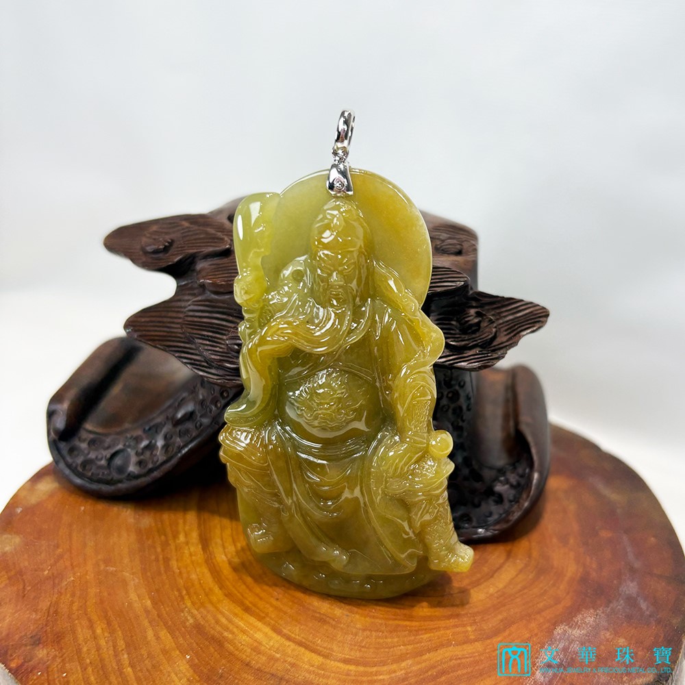 霸氣黃翡關公玉墜