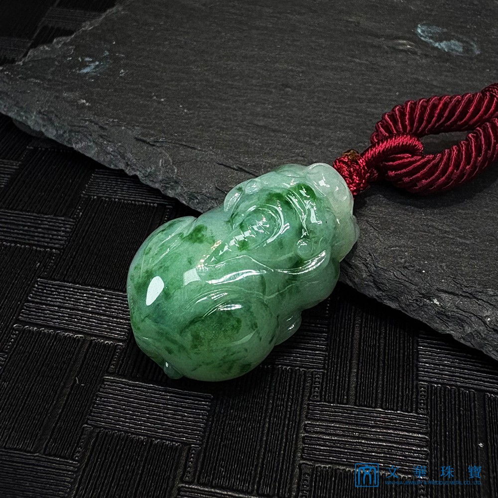 翡翠飄花貔貅把玩掛件(已售出)