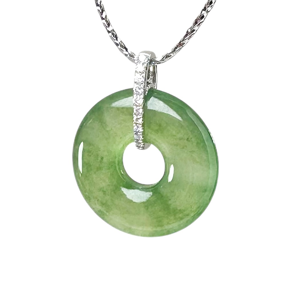 翡翠玻璃種滿綠平安環玉墜