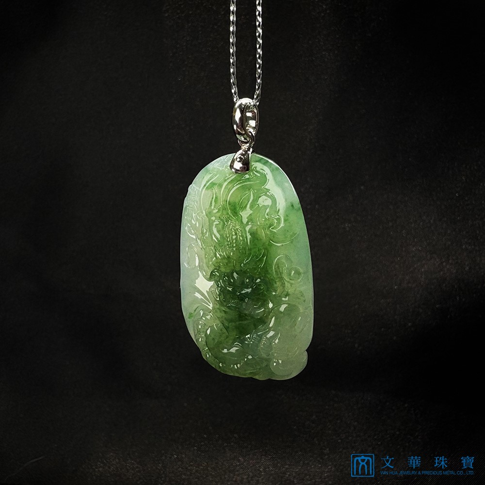 翡翠冰糯帶綠龍牌 