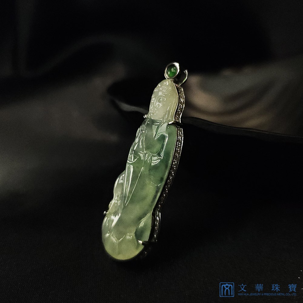 高冰種飄綠花淨瓶觀音