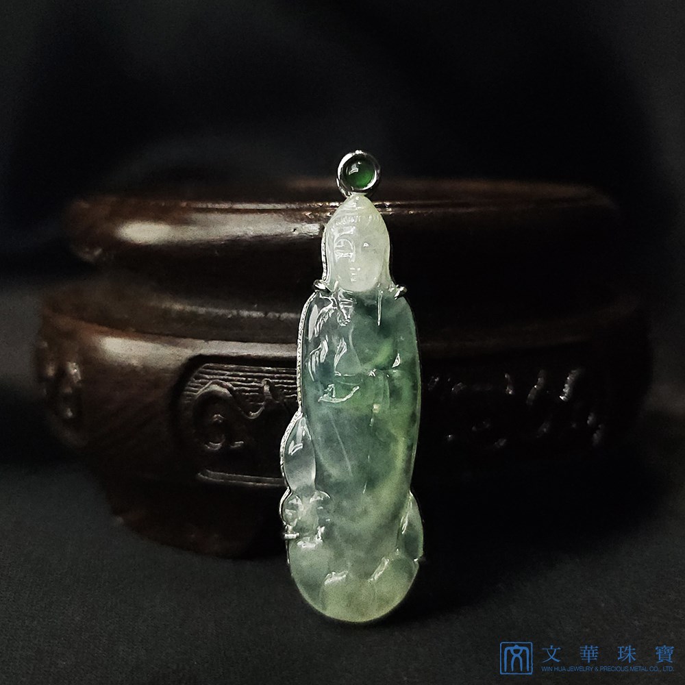 高冰種飄綠花淨瓶觀音