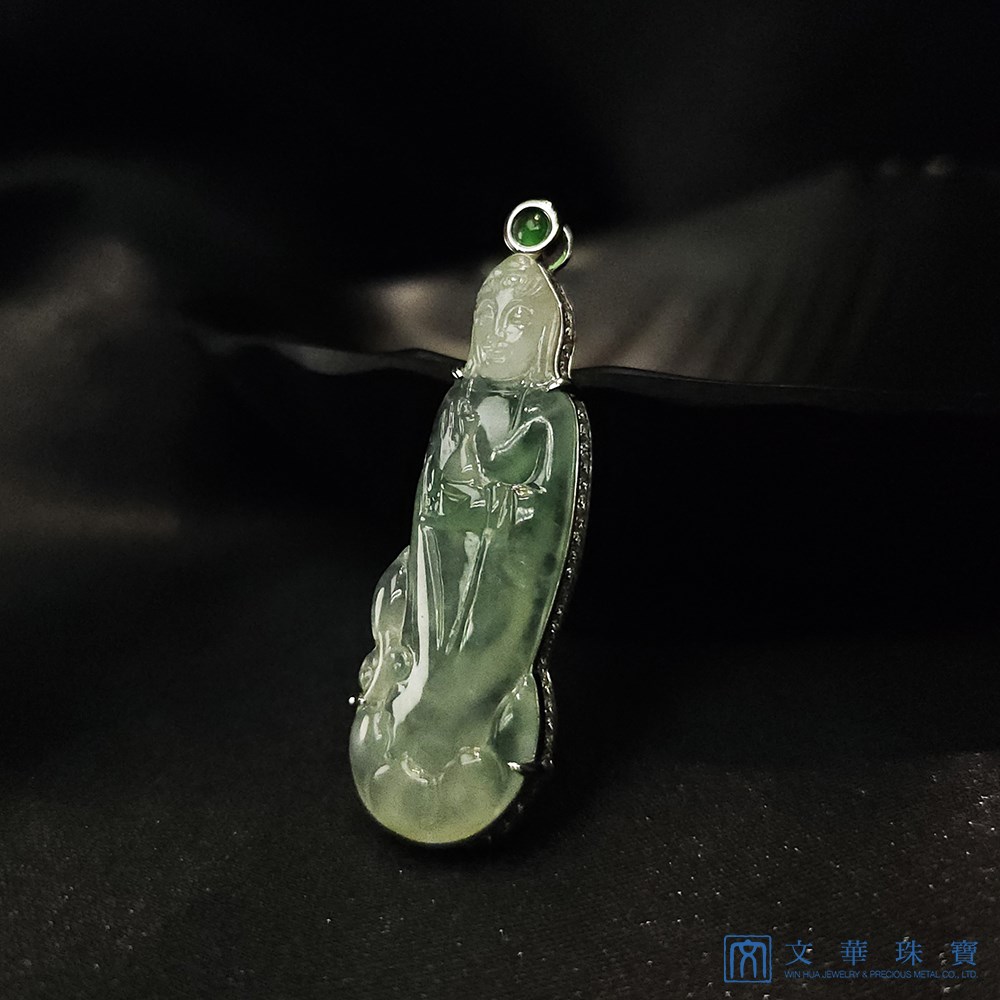 高冰種飄綠花淨瓶觀音