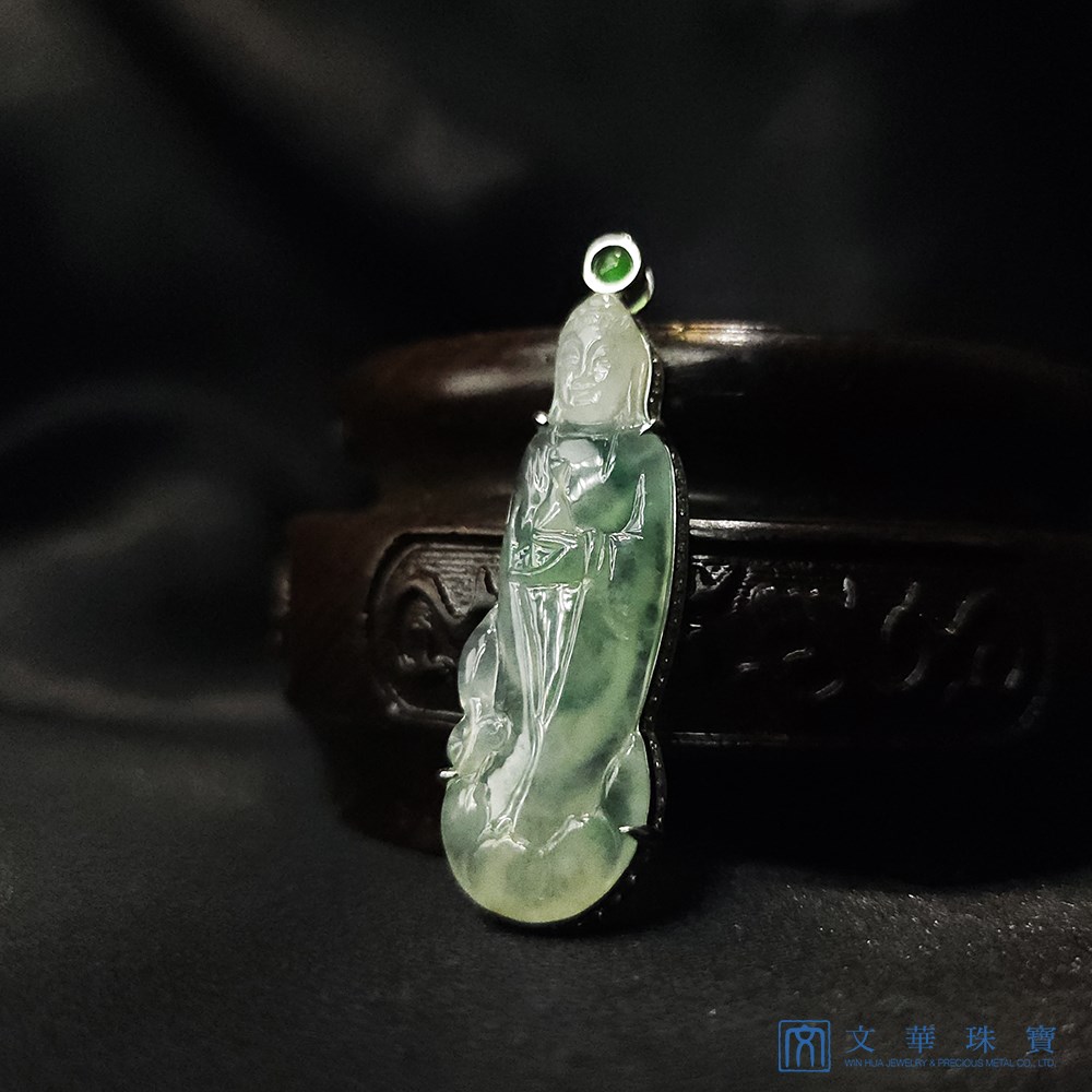 高冰種飄綠花淨瓶觀音