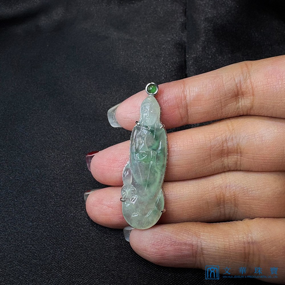 高冰種飄綠花淨瓶觀音