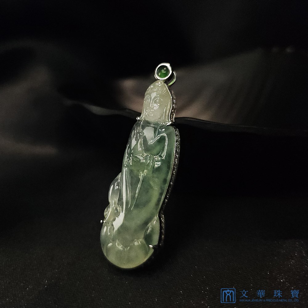 高冰種飄綠花淨瓶觀音