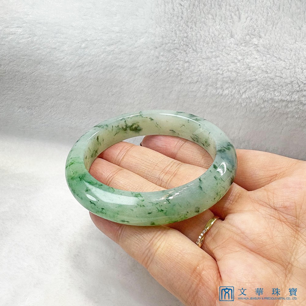 翡翠飄花平安鐲 約17.3圍