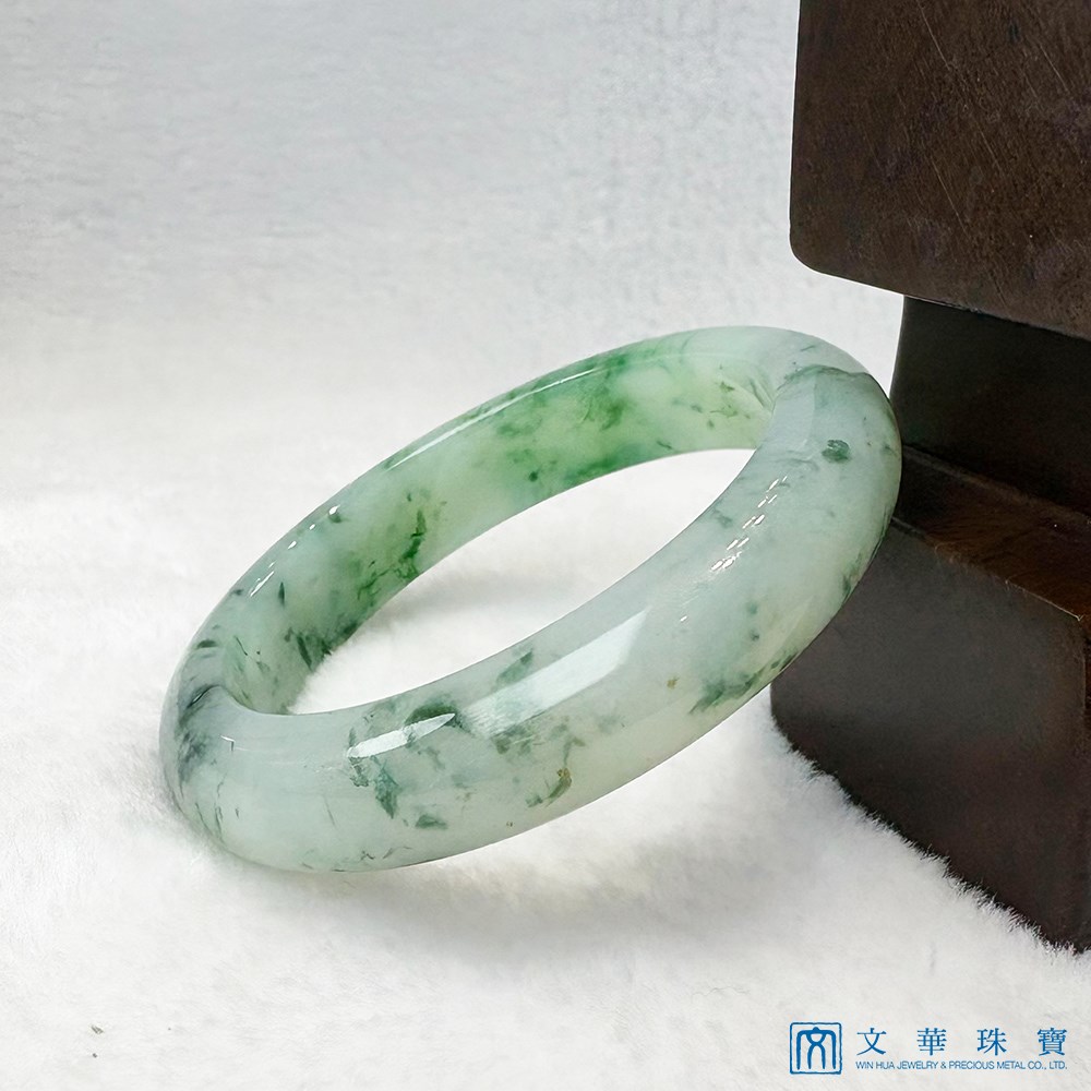 翡翠飄花平安鐲 約17.3圍