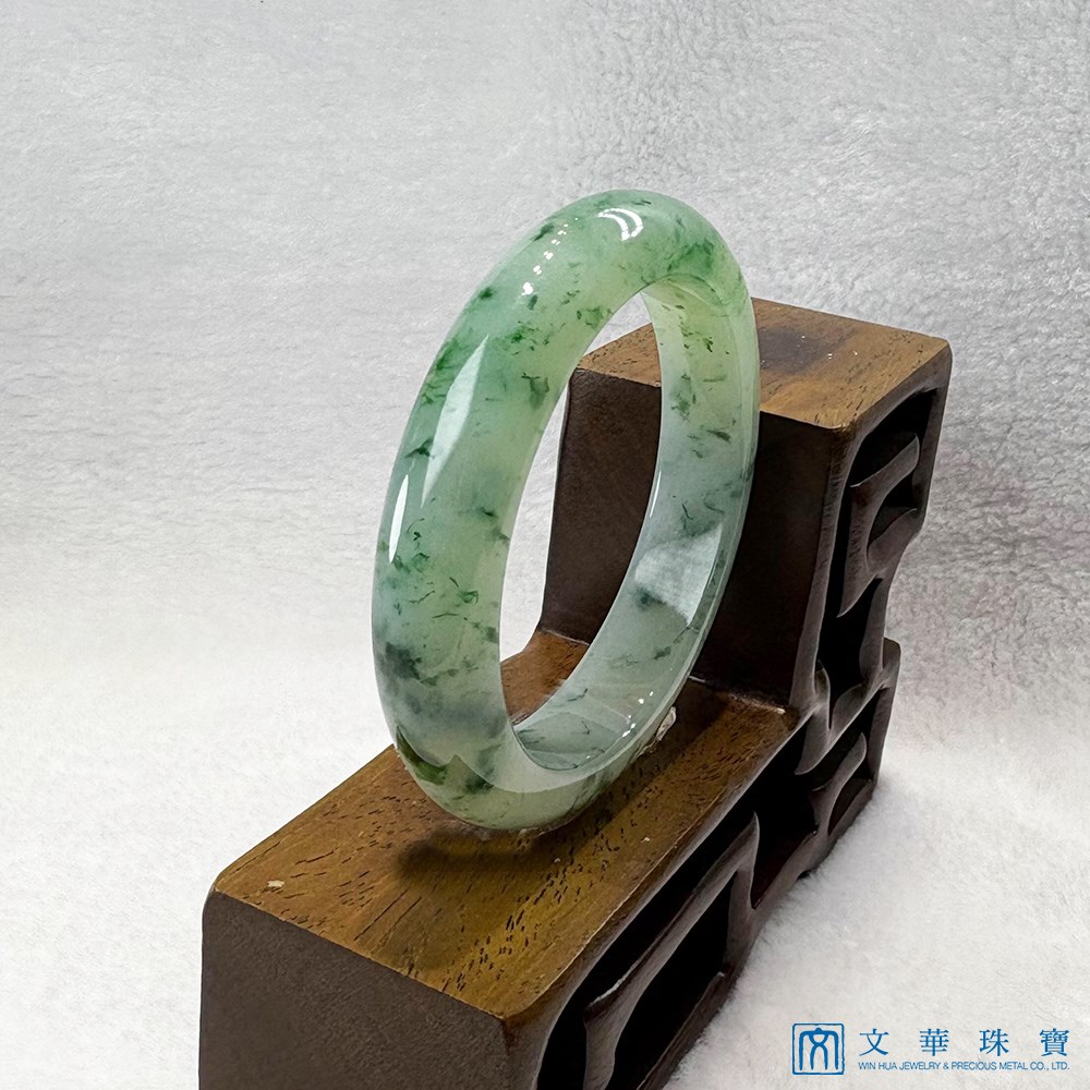 翡翠飄花平安鐲 約17.3圍