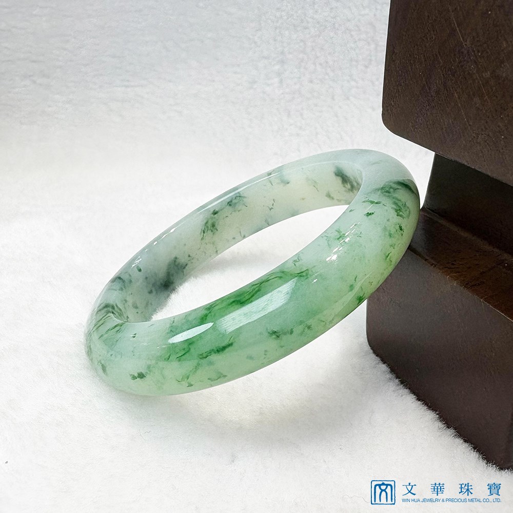 翡翠飄花平安鐲 約17.3圍