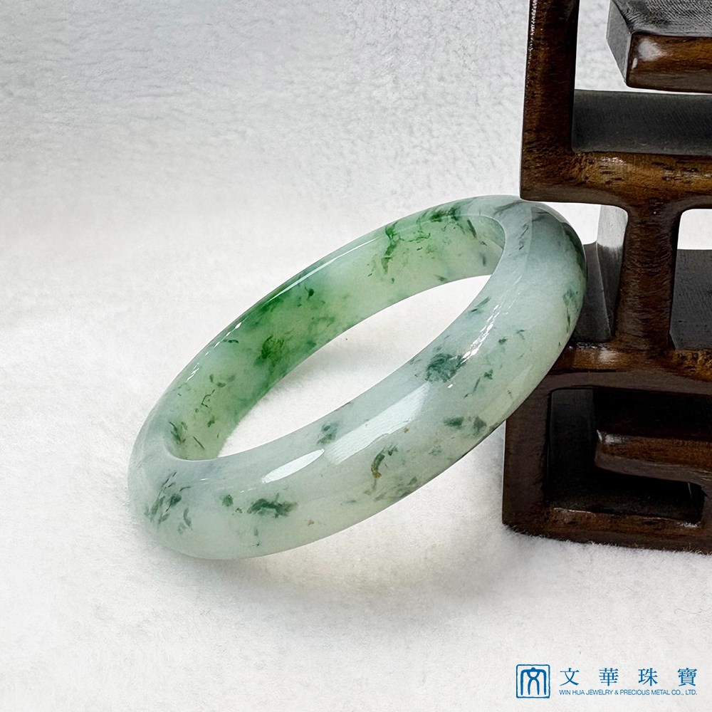 翡翠飄花平安鐲 約17.3圍