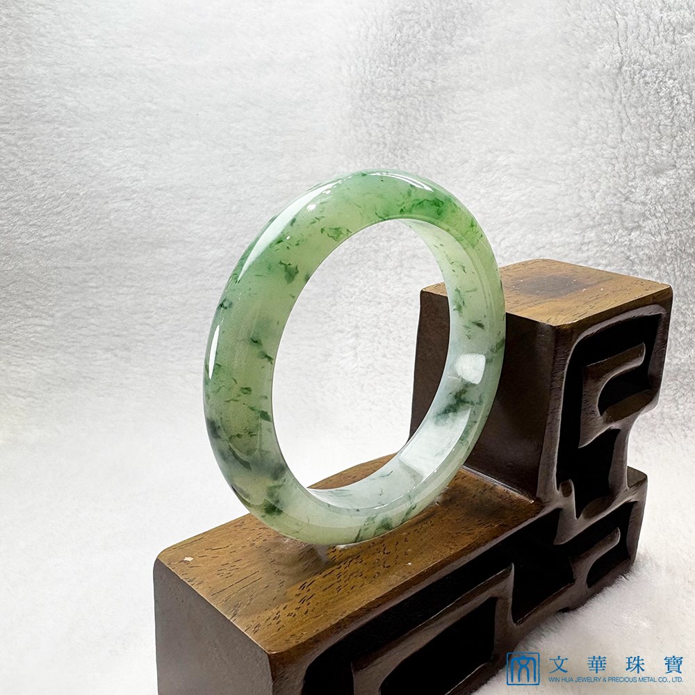 翡翠飄花平安鐲 約17.3圍