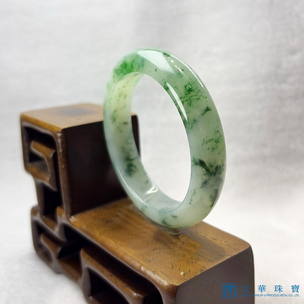 翡翠飄花平安鐲 約17.3圍