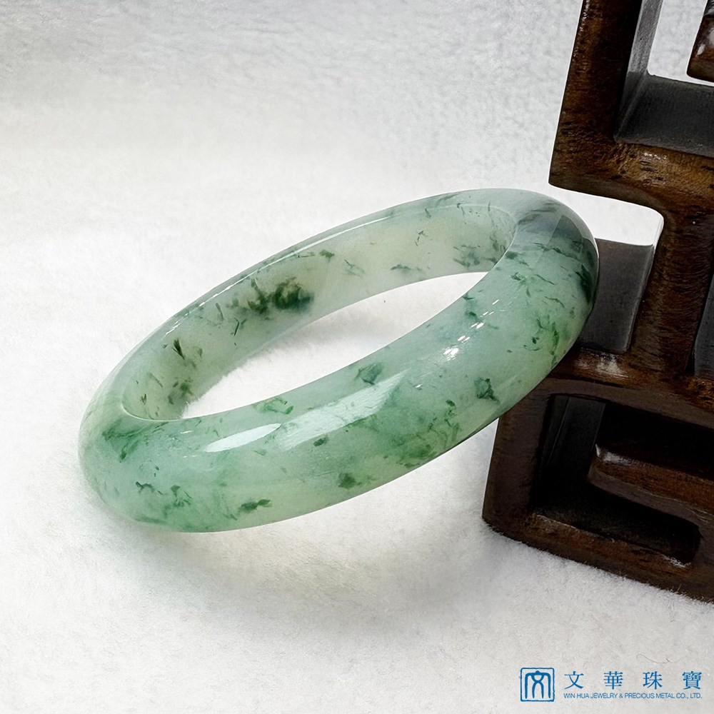 翡翠飄花平安鐲 約17.3圍