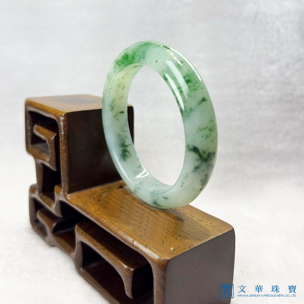 翡翠飄花平安鐲 約17.3圍