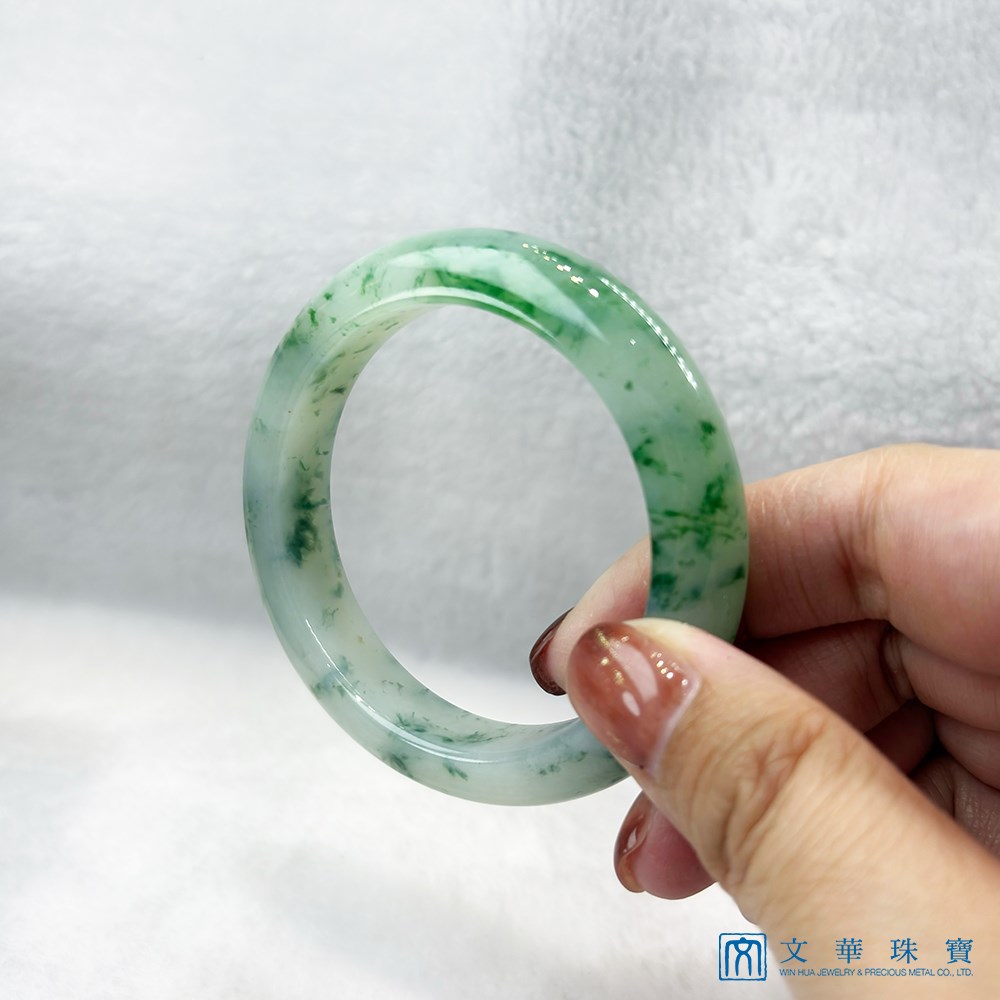 翡翠飄花平安鐲 約17.3圍