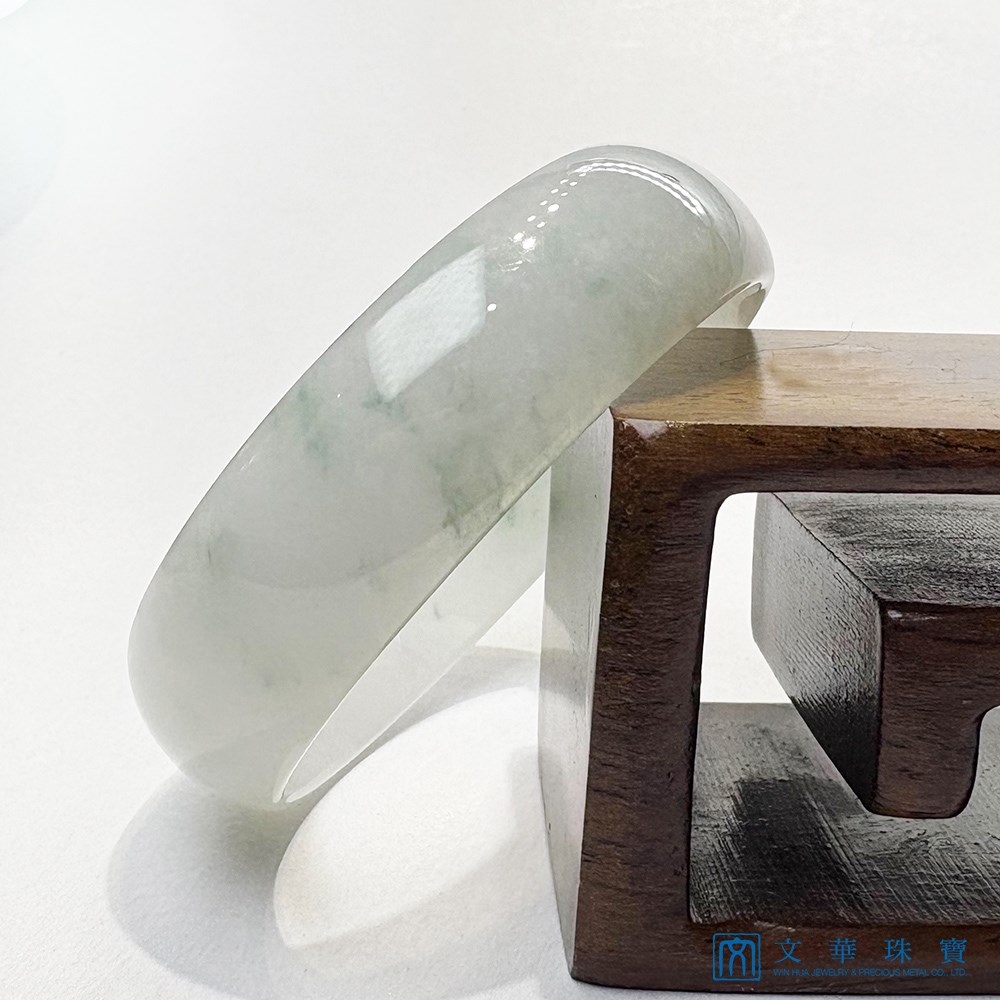 翡翠細冰糯飄蘭花寬版扁鐲 約17圍