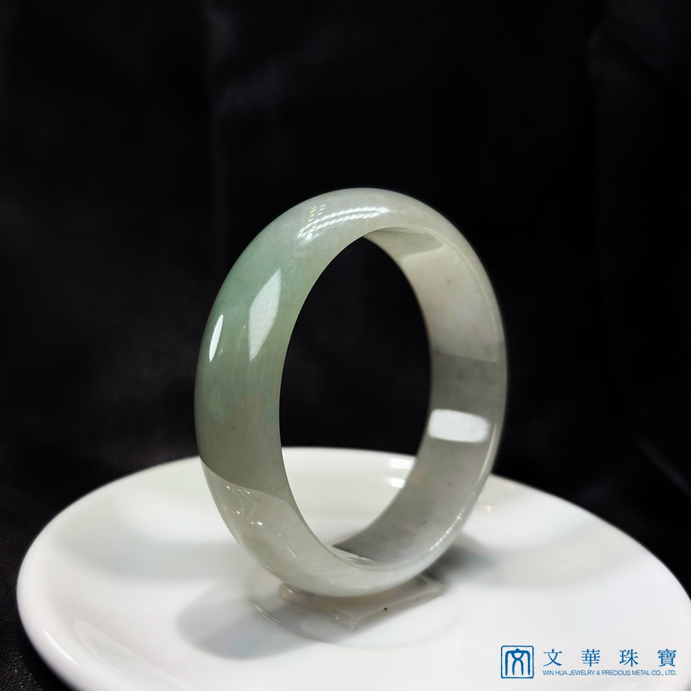 翡翠糯冰淡芙蓉厚庄寬版玉鐲 約19.3圍