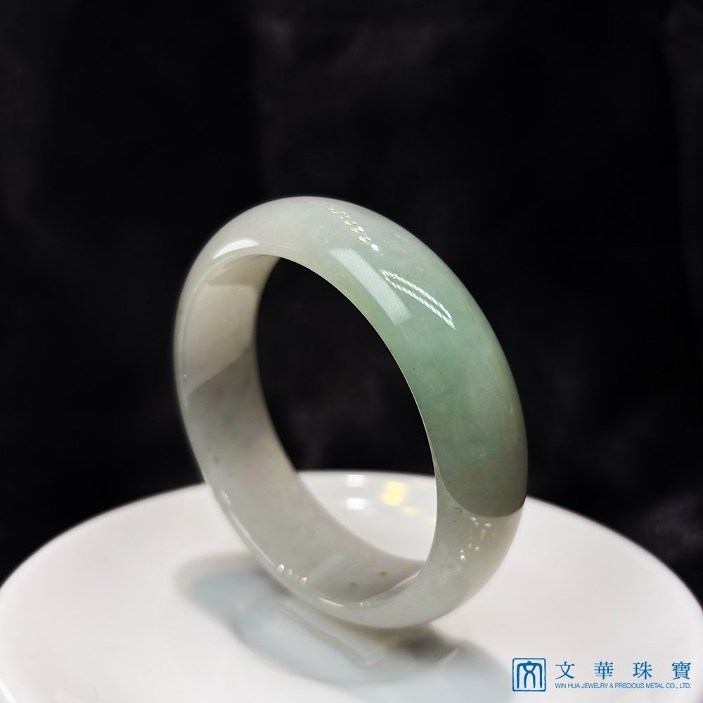 翡翠糯冰淡芙蓉厚庄寬版玉鐲 約19.3圍