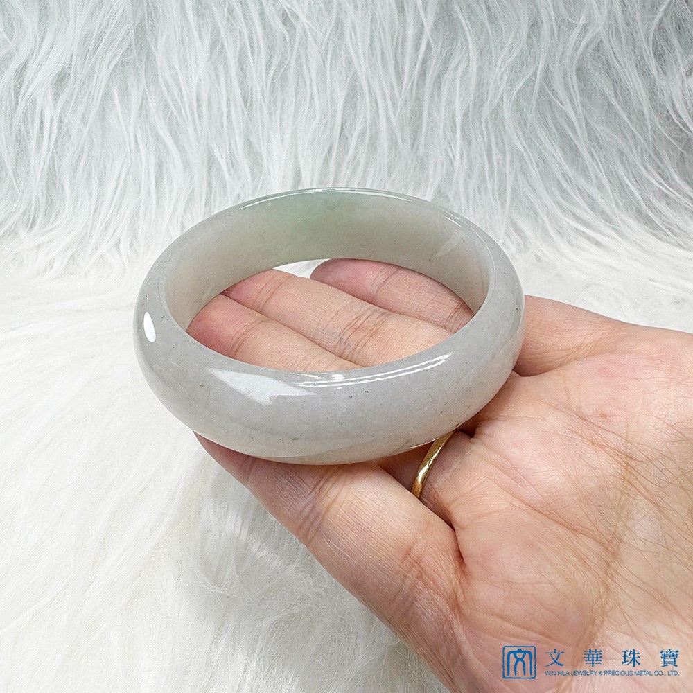翡翠糯冰淡芙蓉厚庄寬版玉鐲 約19.3圍