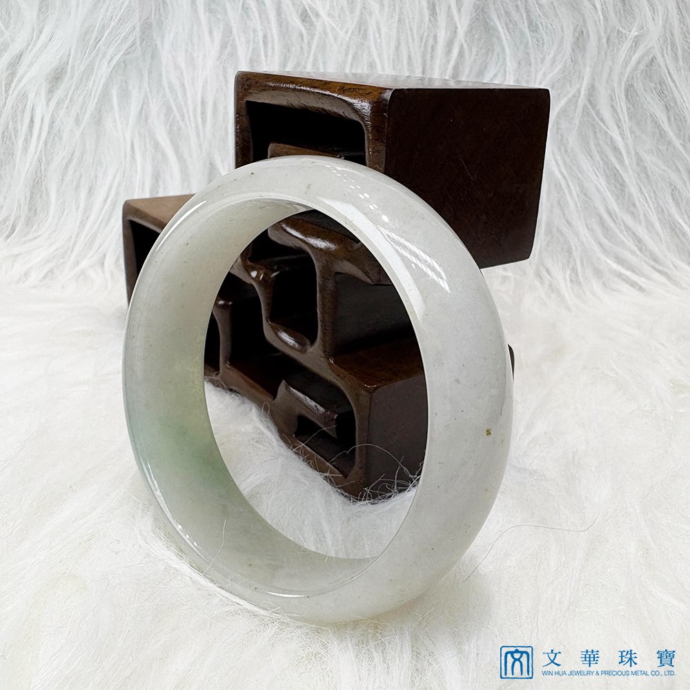 翡翠糯冰淡芙蓉厚庄寬版玉鐲 約19.3圍