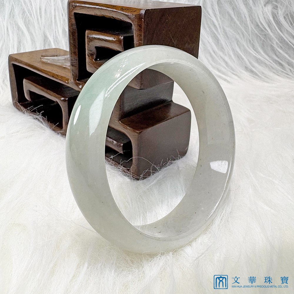 翡翠糯冰淡芙蓉厚庄寬版玉鐲 約19.3圍