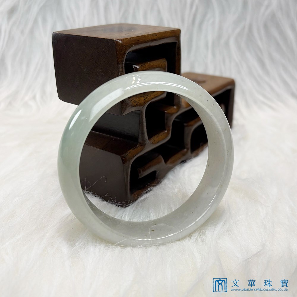 翡翠糯冰淡芙蓉厚庄寬版玉鐲 約19.3圍