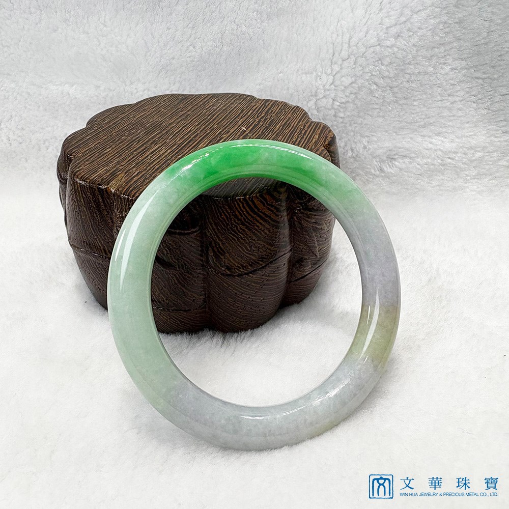 翡翠福祿壽三彩正圓圓條玉鐲 約18.3圍