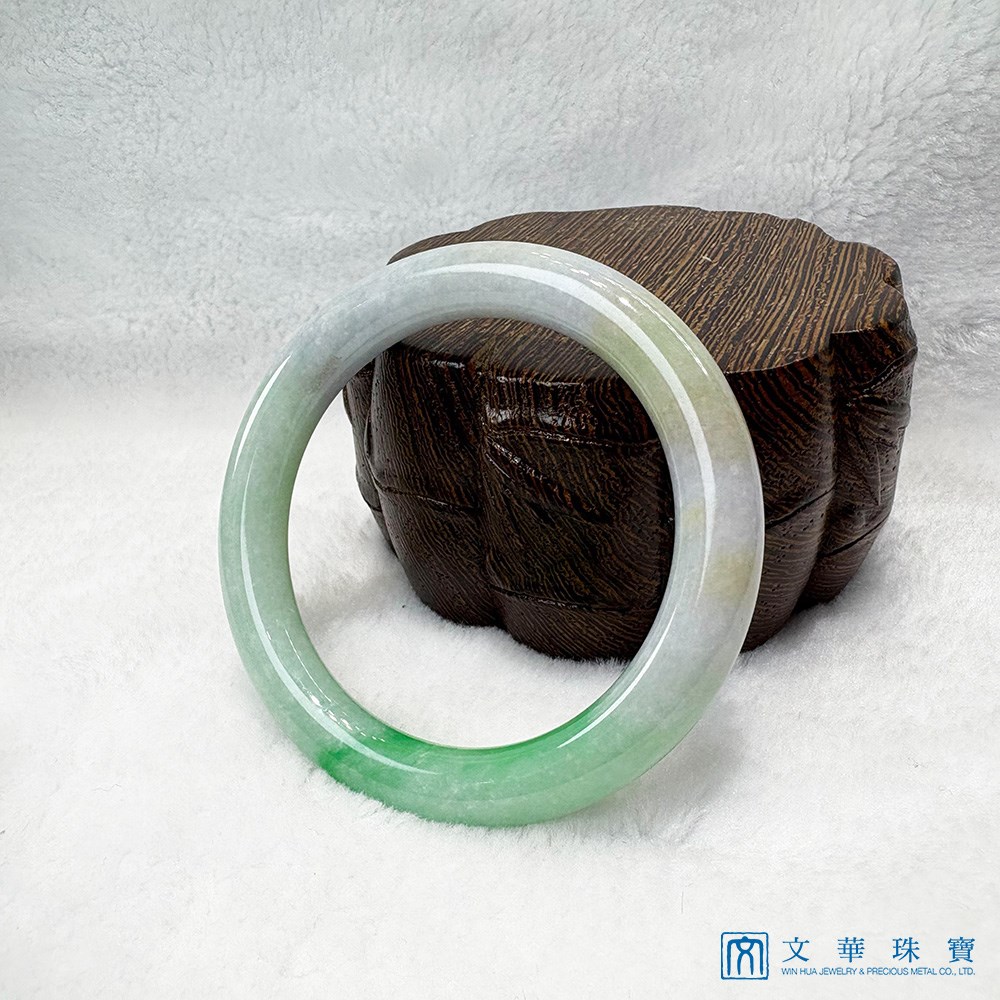 翡翠福祿壽三彩正圓圓條玉鐲 約18.3圍