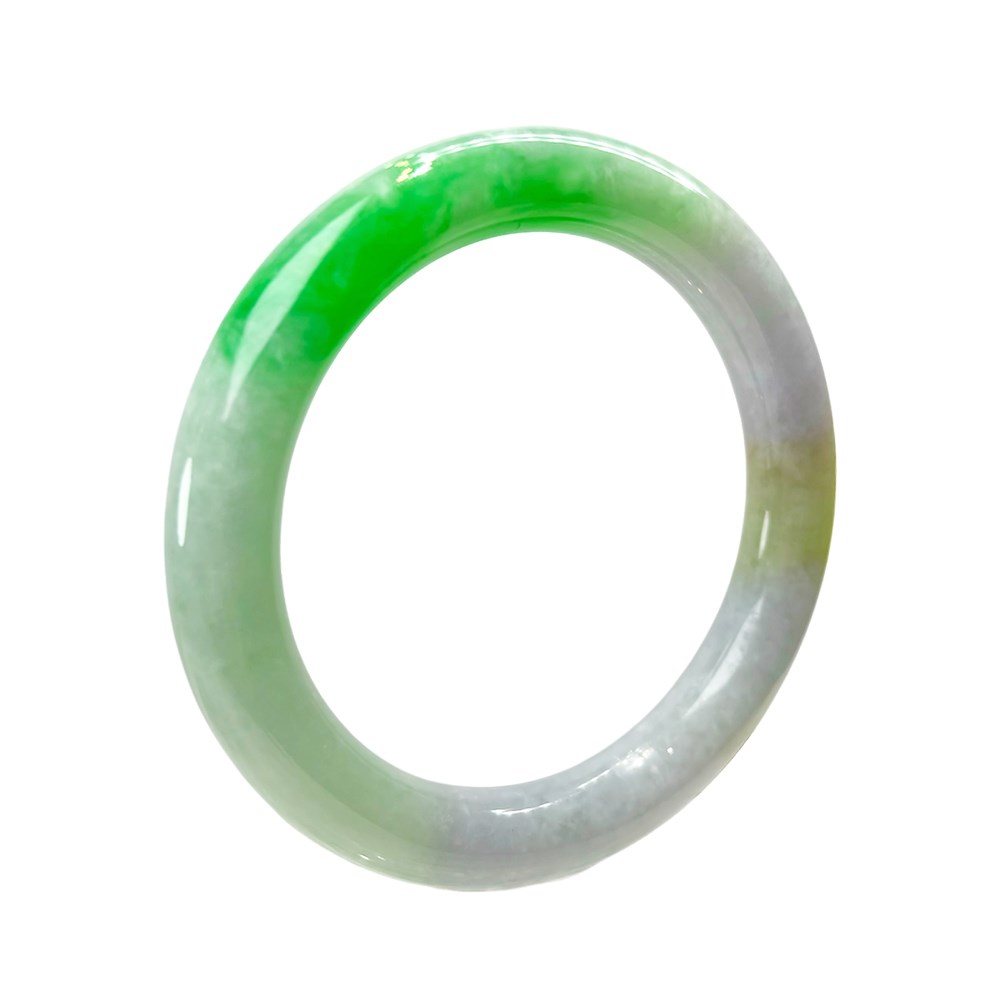 翡翠福祿壽三彩正圓圓條玉鐲 約18.3圍