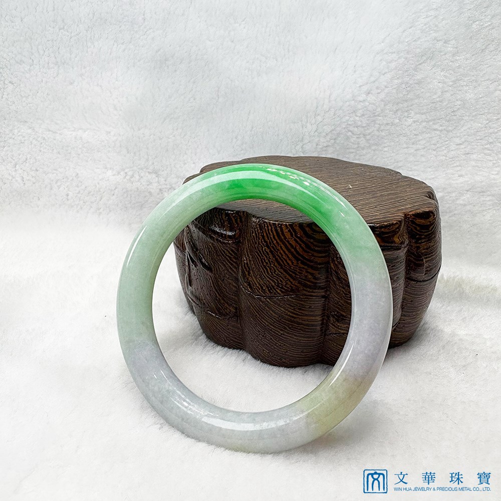 翡翠福祿壽三彩正圓圓條玉鐲 約18.3圍