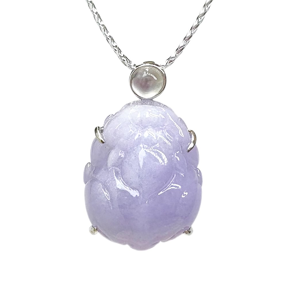 翡翠粉紫羅蘭貔貅玉墜