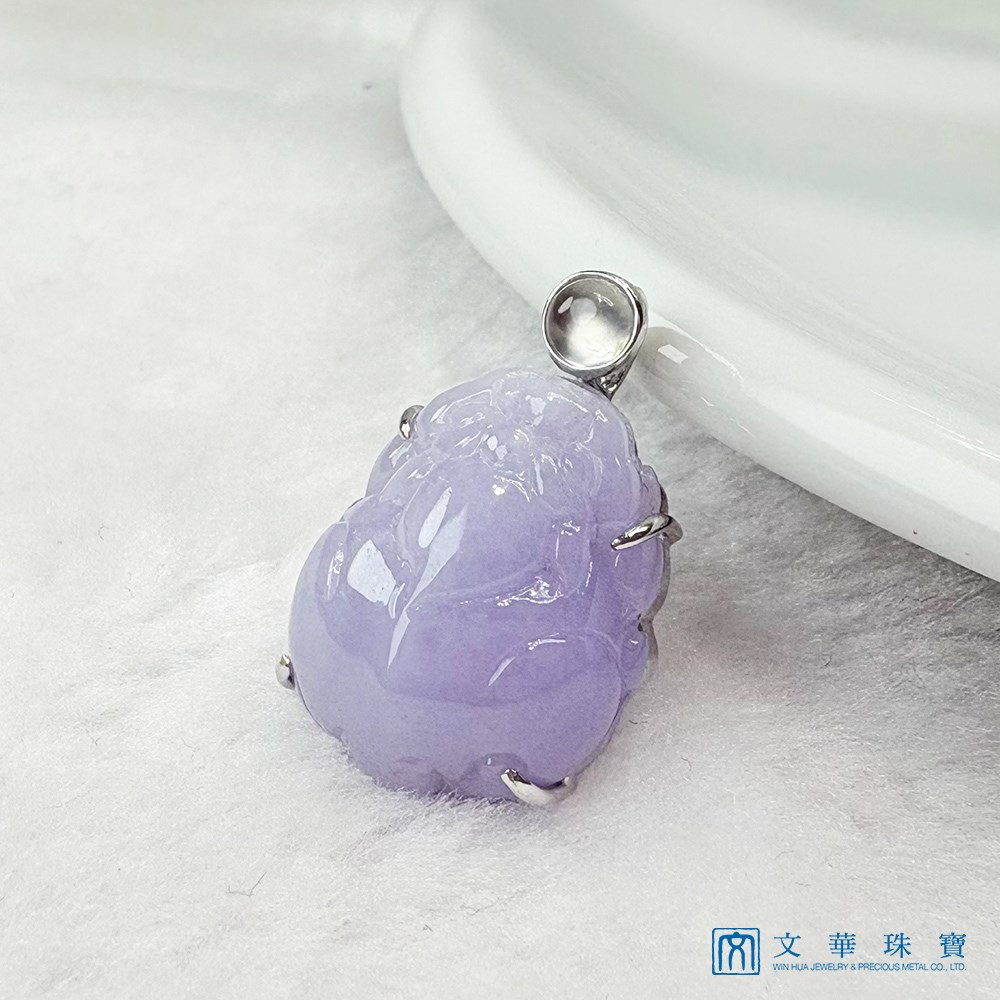 翡翠粉紫羅蘭貔貅玉墜