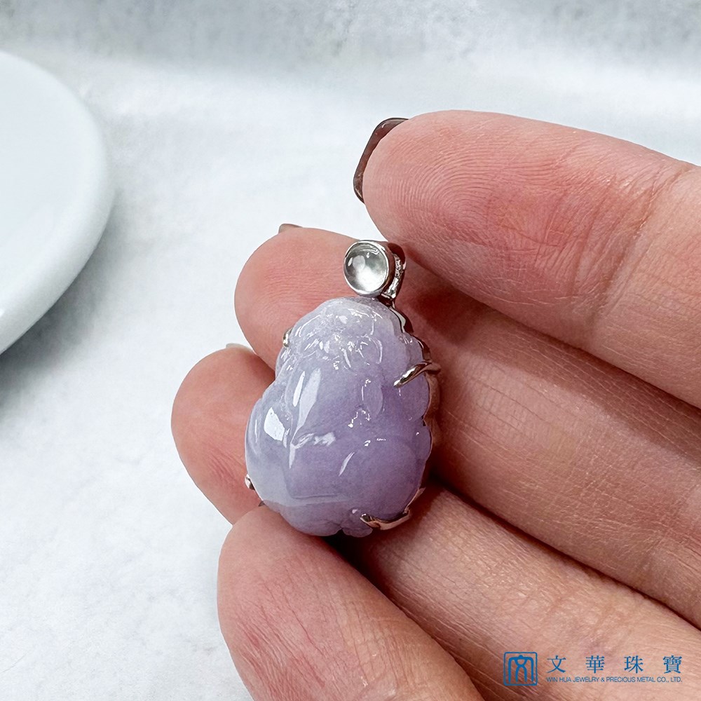 翡翠粉紫羅蘭貔貅玉墜