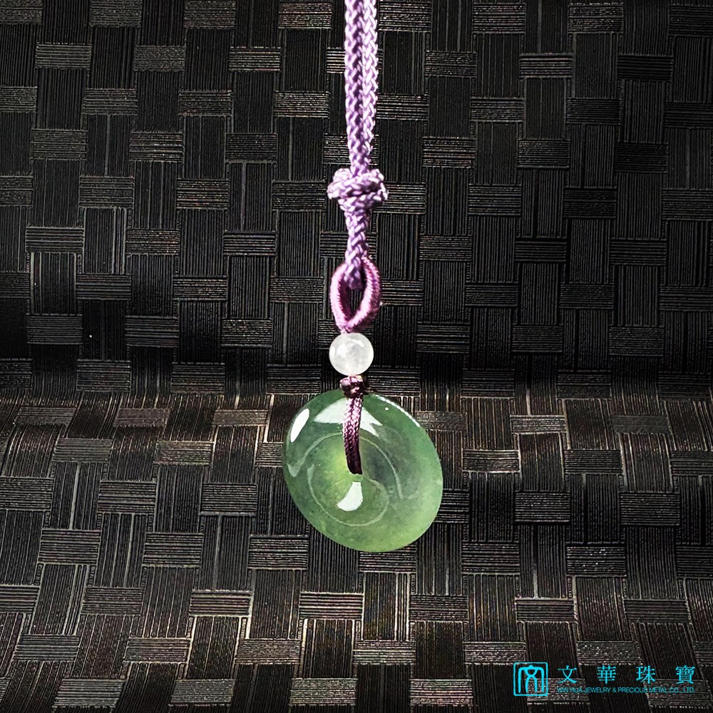 翡翠玻璃種晴水綠平安扣 贈精美中國繩乙入