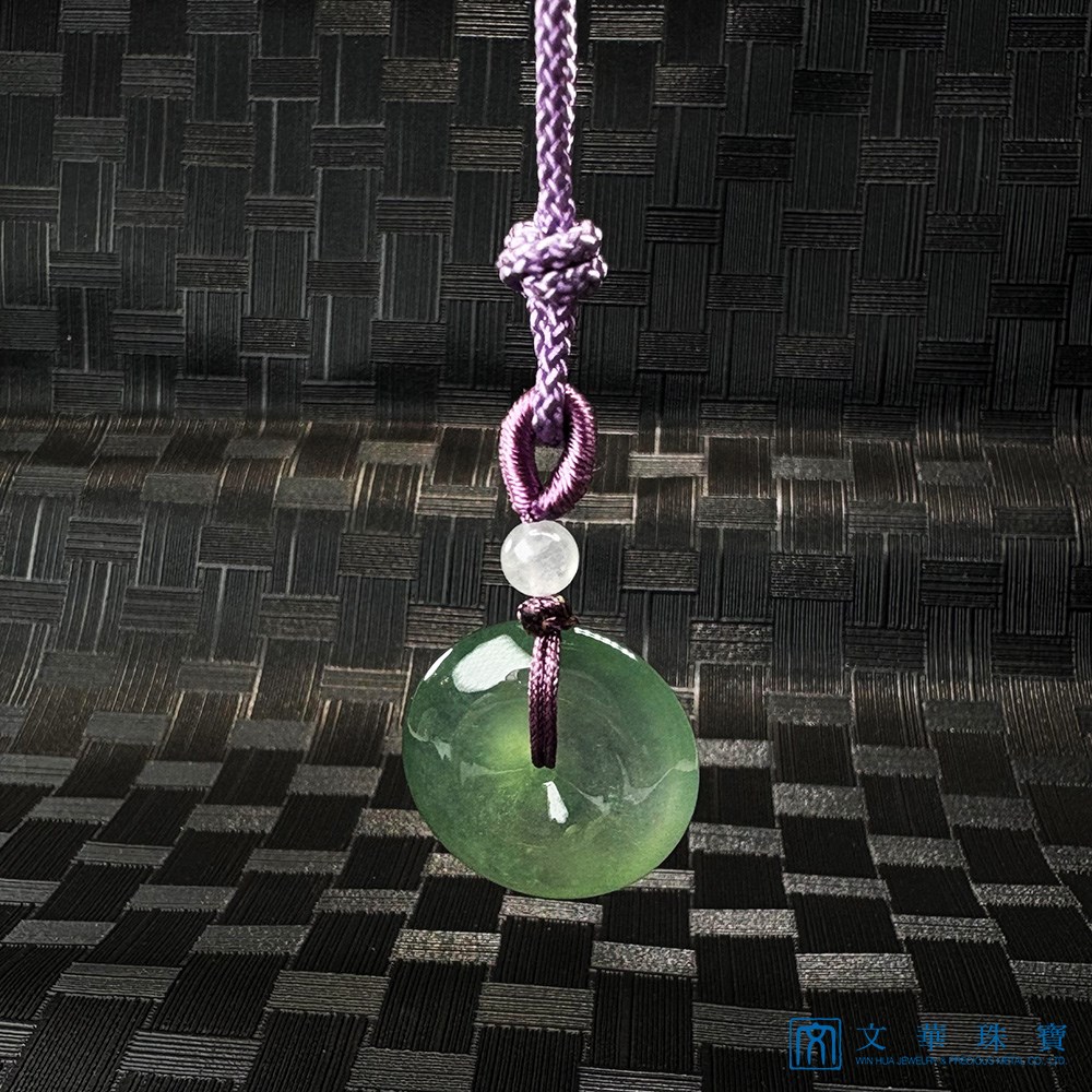 翡翠玻璃種晴水綠平安扣 贈精美中國繩乙入