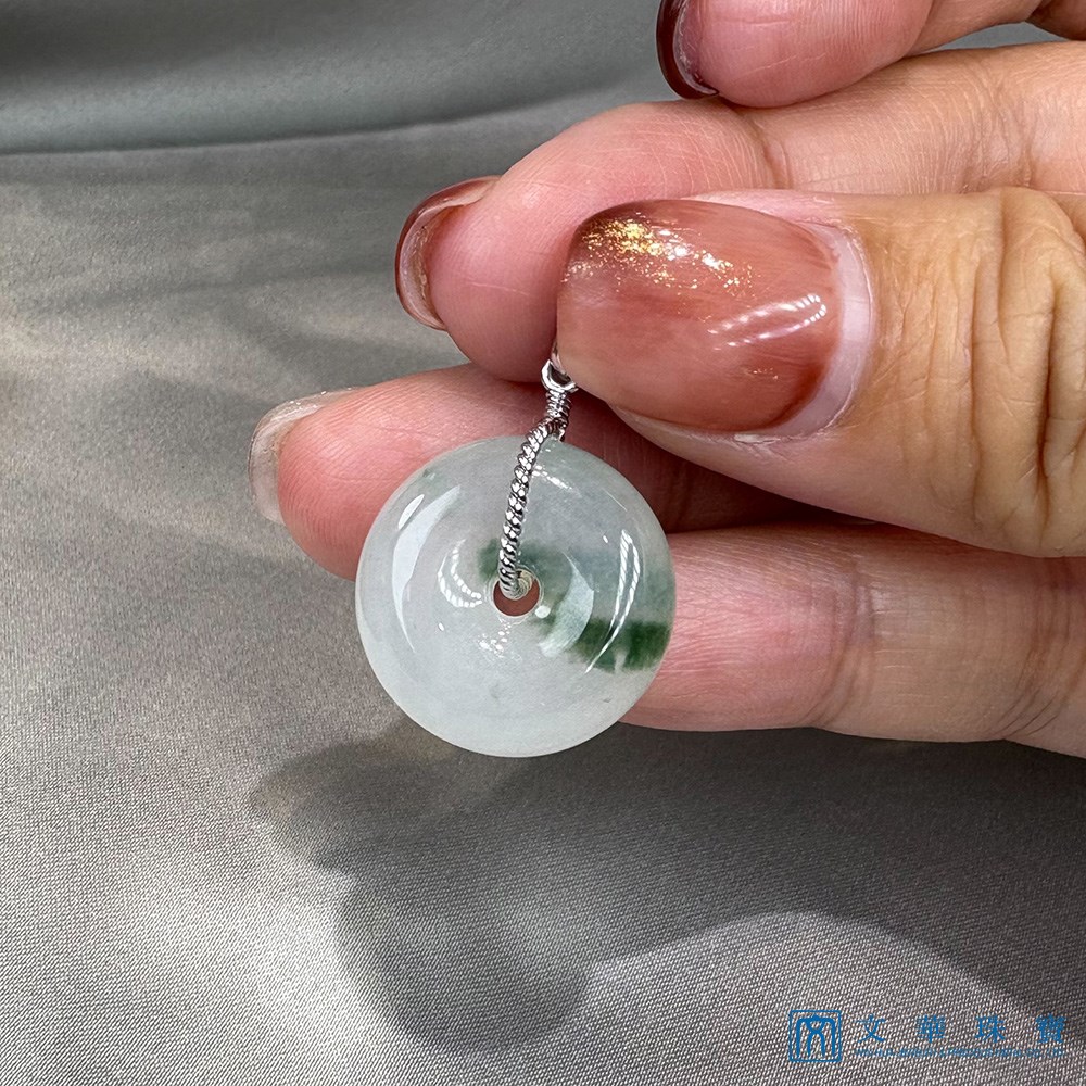  翡翠冰糯飄蘭花平安扣玉墜(已售出)