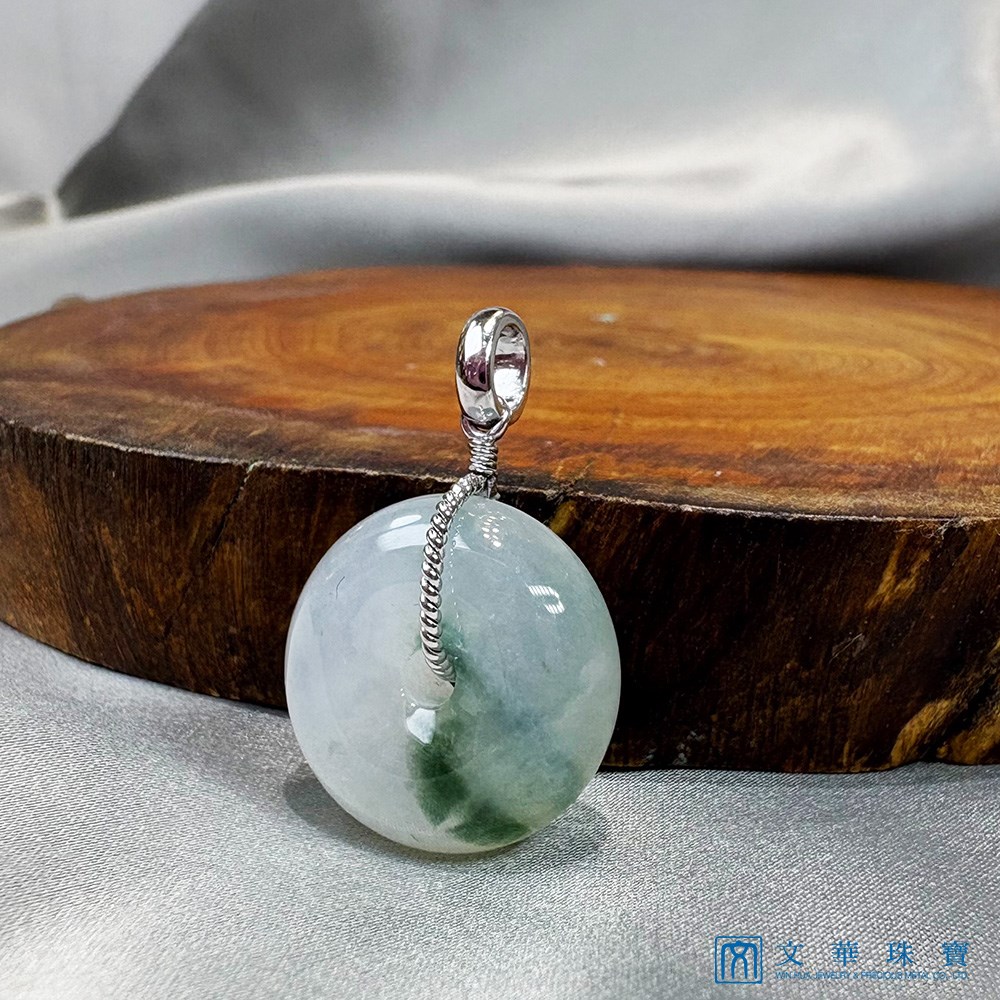  翡翠冰糯飄蘭花平安扣玉墜(已售出)