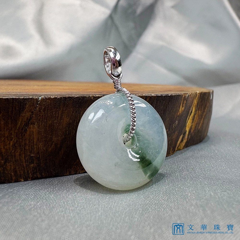  翡翠冰糯飄蘭花平安扣玉墜(已售出)